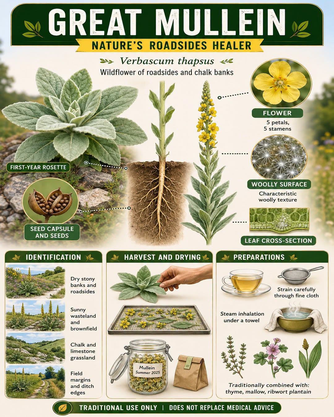 Greater Mullein Seeds | 2000+ seeds | Traditional Herbal | Verbascum Thapsus